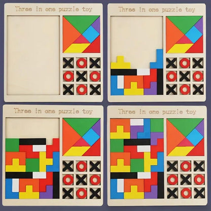 3 in 1 Wooden Puzzle Toy