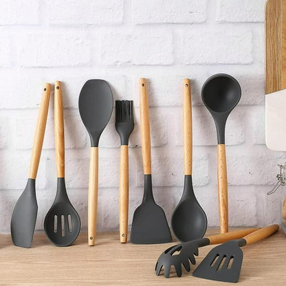 Silicone Cooking Utensils Set of 11pcs with Holder
